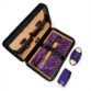 Purple velvet lined Leira Travel Kit with cutter and torch lighter, for cannagars or cannarillos