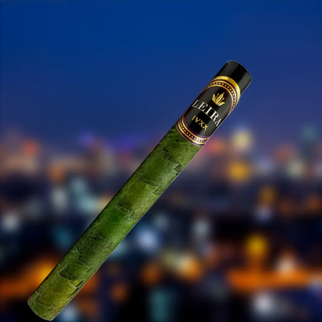 Cannarillo weed cigar over city background