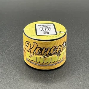 Honey Banana hash rosin container, from front