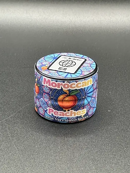 710 Nomad Moroccan Paches Moroccan Peaches hash rosin container, from front