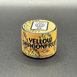 Yellow Dragonfruit hash rosin container, from front