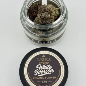 White Iverson Organic THCA Flower Jar (3.5g) - open